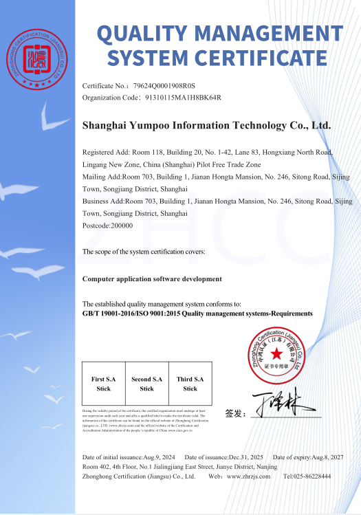 Quality Management System Certificate